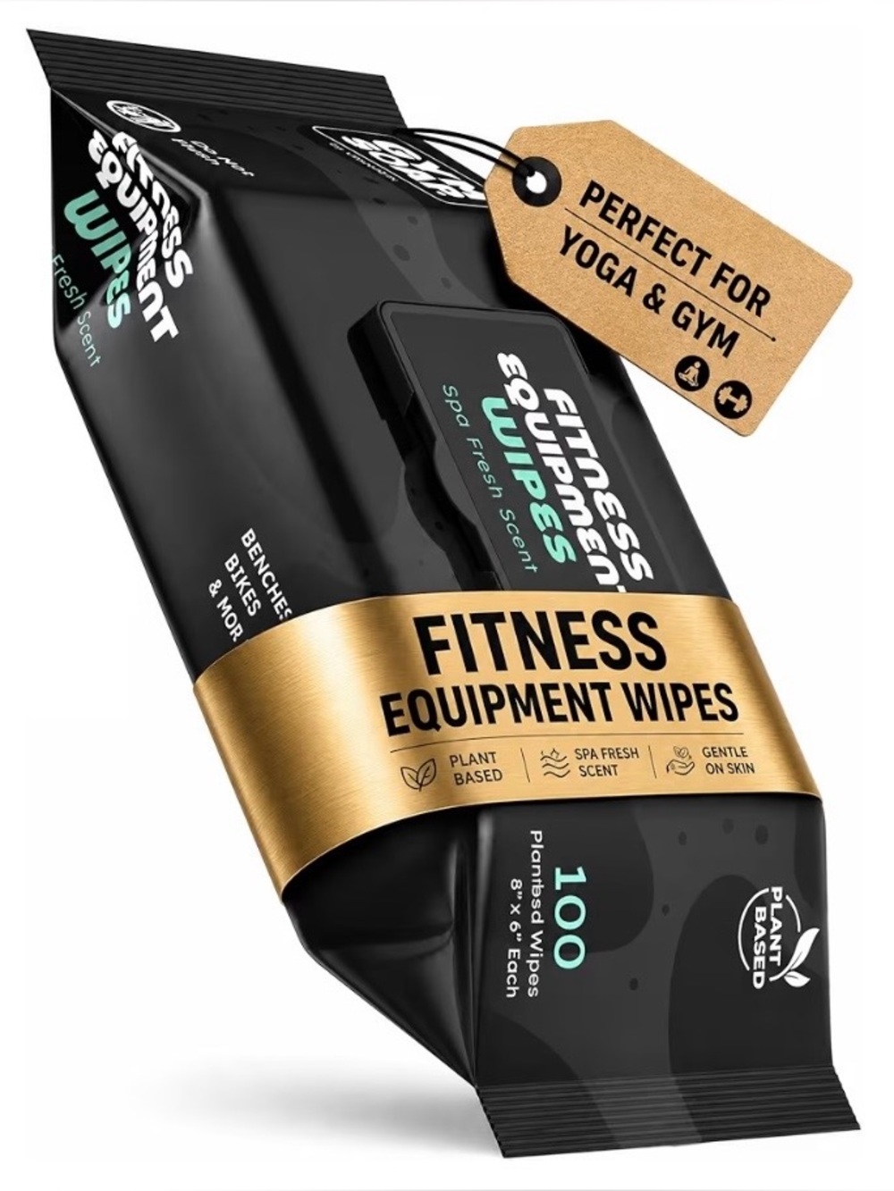 Gymsoap Fitness Equipment Wipes, 100 Ct, Plant Based Spa Fresh Scent, Sealed